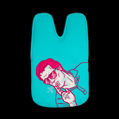 Happy Gilmore official Shooter's Tour aqua and pink Shooter McGavin themed center shaft XL mallet putter golf headcover.