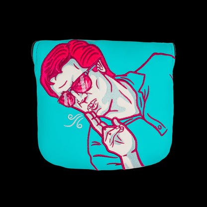 Rewind Golf x Happy Gilmore Shooter's Tour aqua and pink mallet golf headcover.