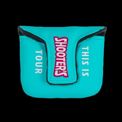 Rewind Golf x Happy Gilmore Shooter's Tour aqua and pink mallet golf headcover.