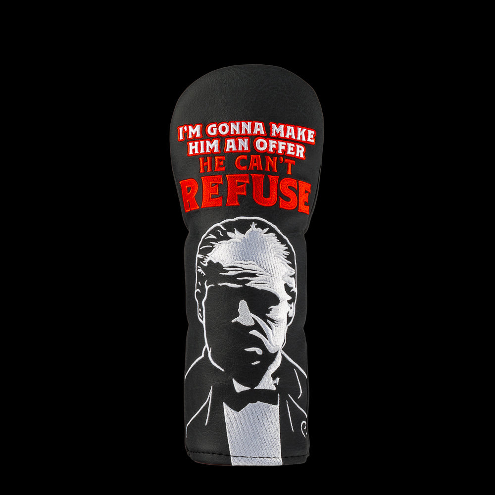 Rewind Golf x The Godfather official black and red "make him an offer he can't refuse" themed fairway wood golf headcover.