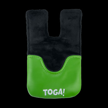 Rewind Golf x Animal House official Toga, Toga green center shafted mallet golf headcover.