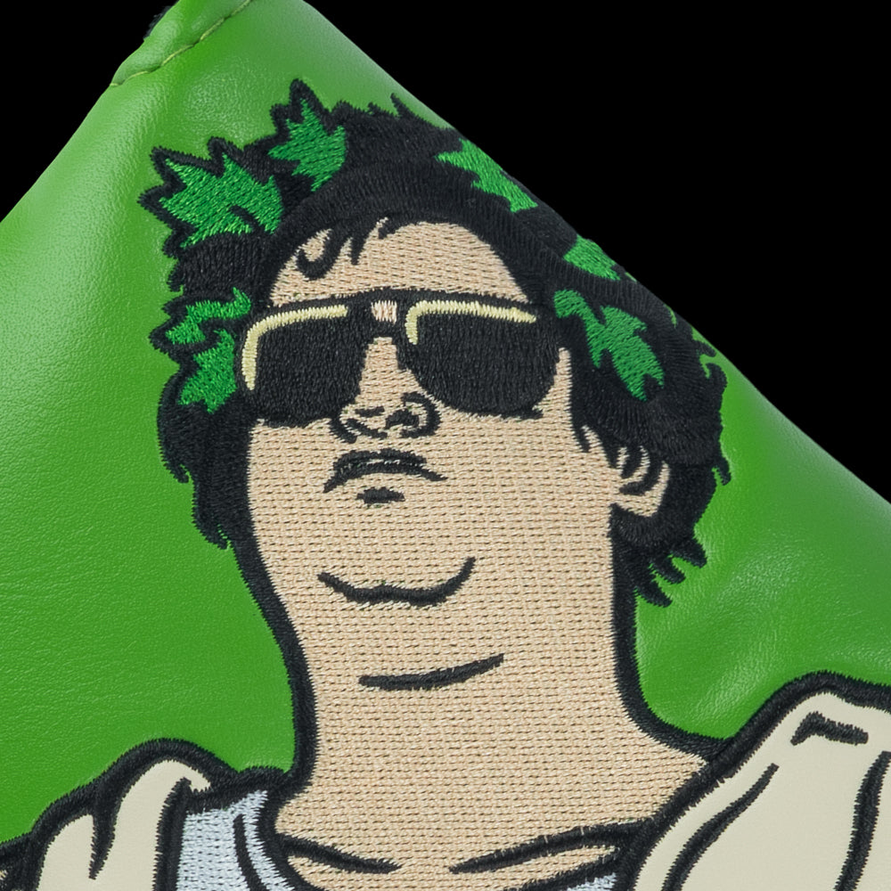 Rewind Golf x Animal House official Toga, Toga green center shafted mallet golf headcover.