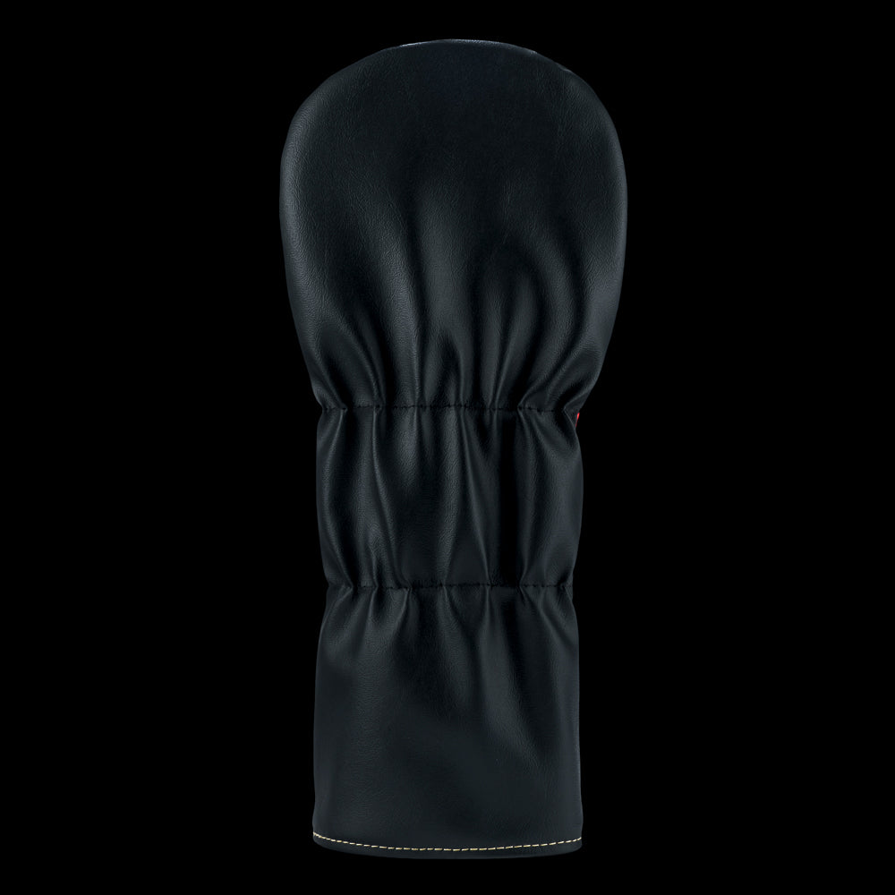 Rewind Golf x Big Lebowski official driver golf headcover with humorous design of legs bowling and text 'Eff It Let's Go Bowling' on a black background