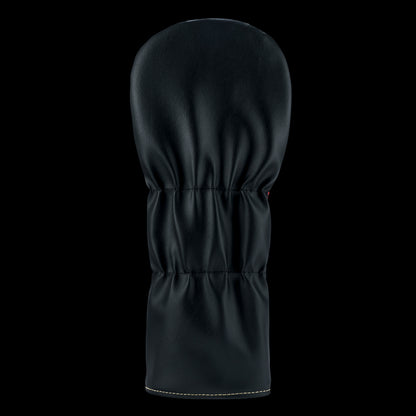 Rewind Golf x Big Lebowski official driver golf headcover with humorous design of legs bowling and text 'Eff It Let's Go Bowling' on a black background