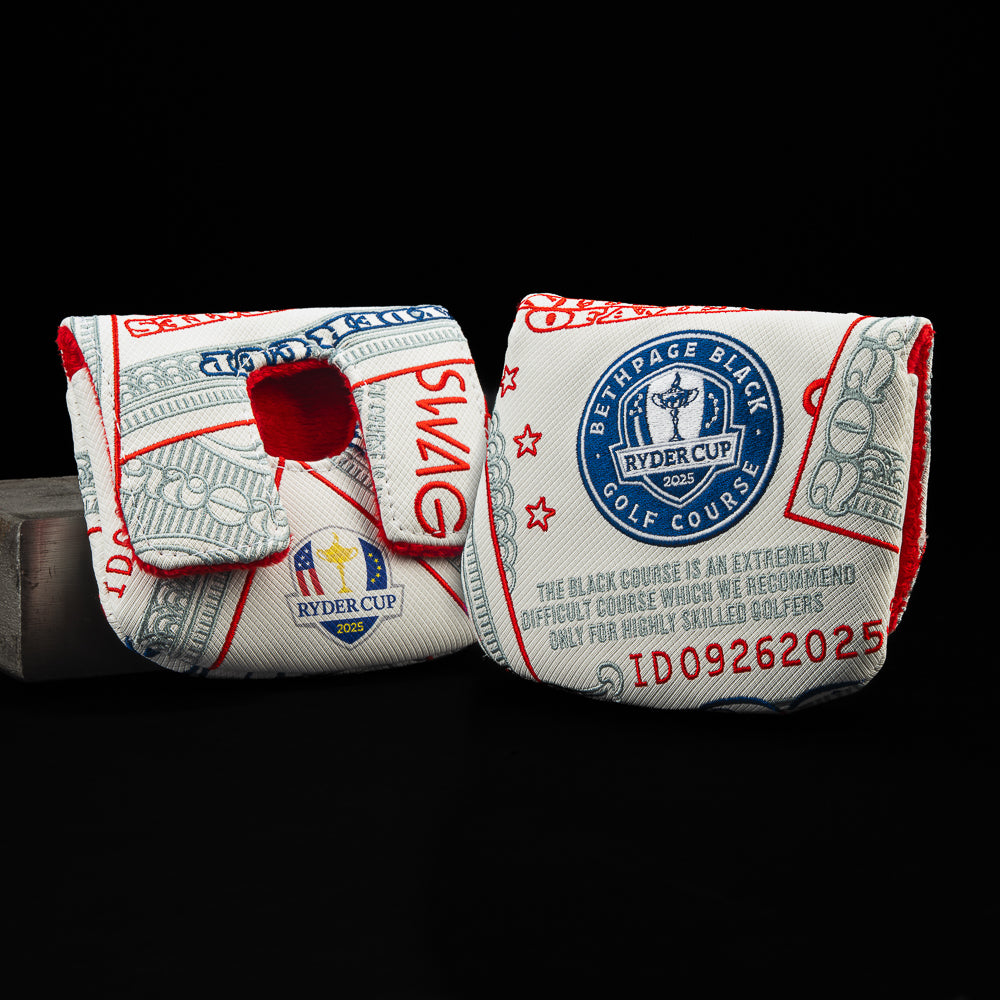 SWAG Golf x Ryder Cup 2025 official white dollar bill themed center shaft mallet golf headcover.