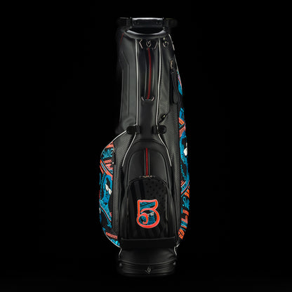 SWAG Golf USA 2025 Lincoln dollar bill themed Vessel black stand bag with currency themed embroidery.