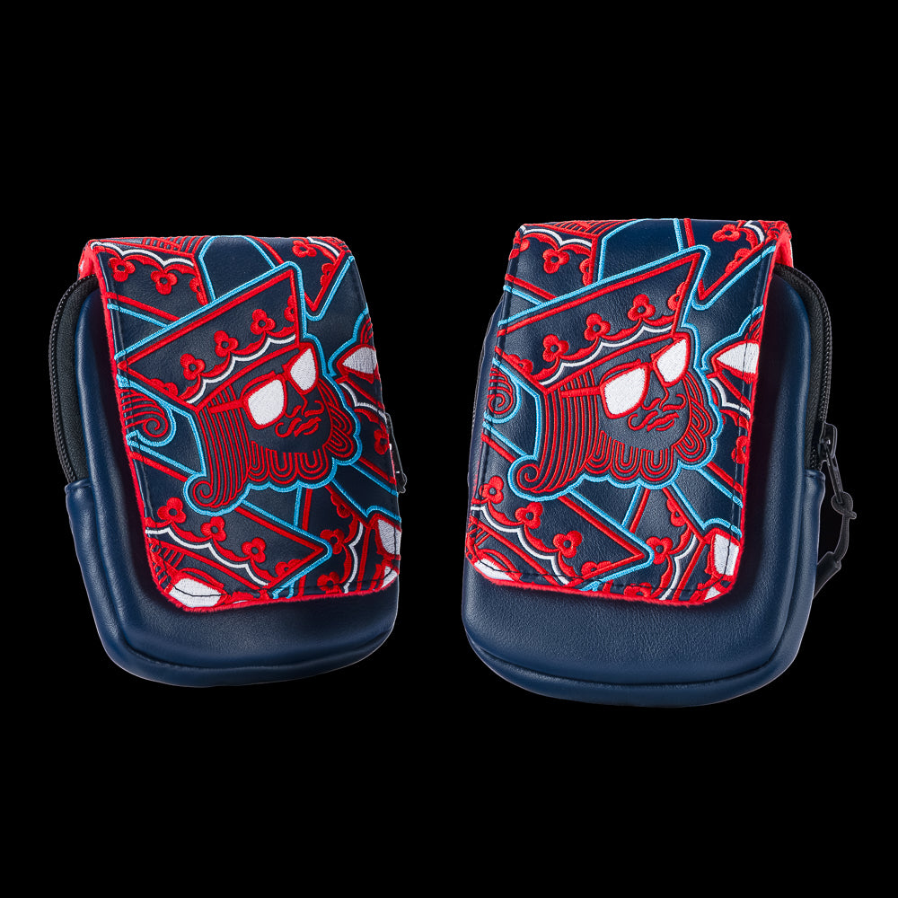 SWAG Golf RWB Stacked King Heads range finder case featuring stacked king graphics with patriotic red, white, and blue artwork.