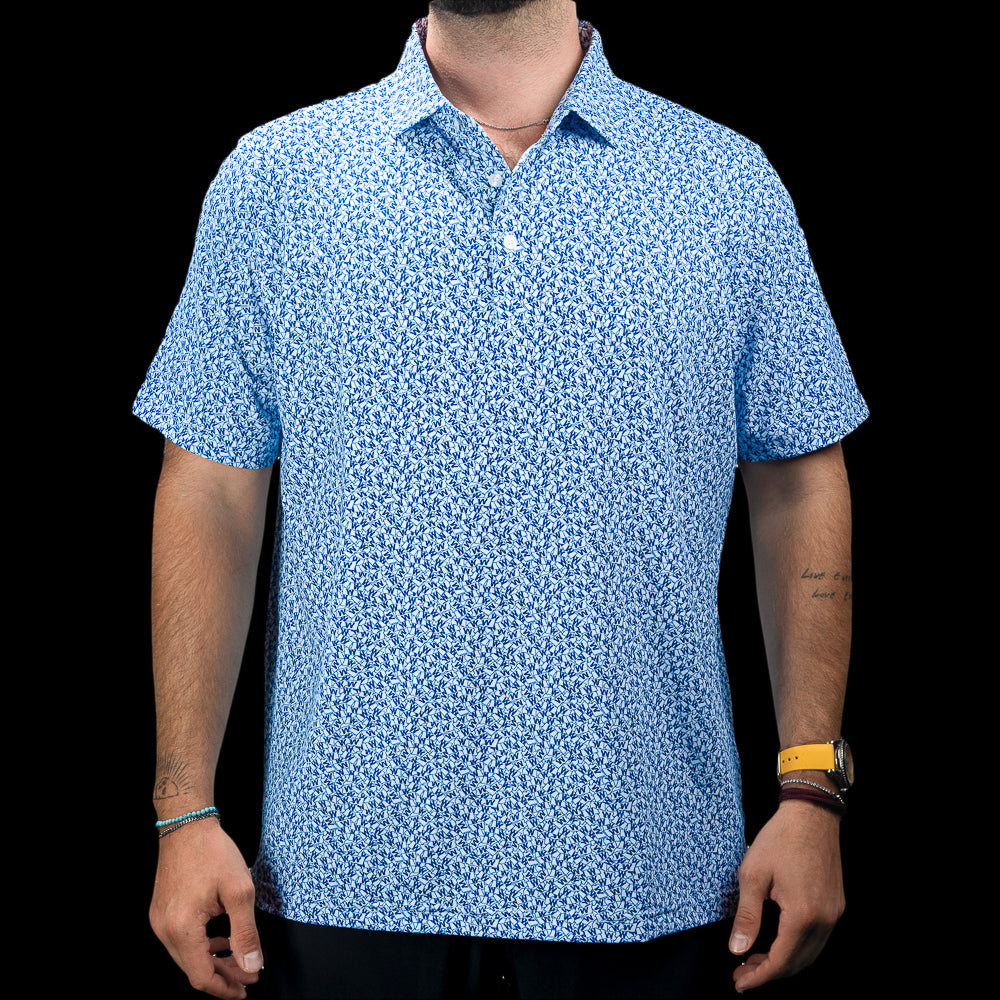 SWAG Golf Chicago Cubs W Flag Classic Polo Shirt in light blue with an all-over Cubs W flag pattern.
