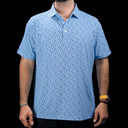 SWAG Golf Chicago Cubs W Flag Classic Polo Shirt in light blue with an all-over Cubs W flag pattern.