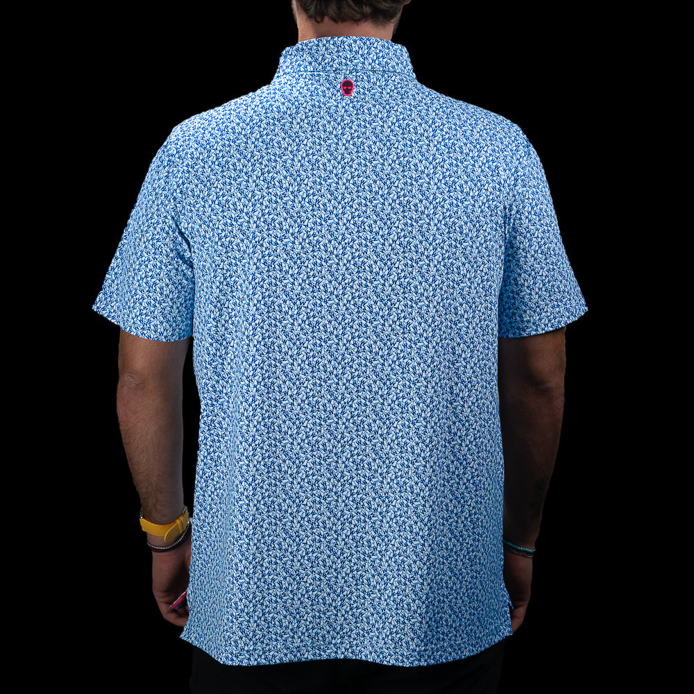 Back view of the Chicago Cubs W Flag Classic Polo Shirt with all-over W flag graphics.