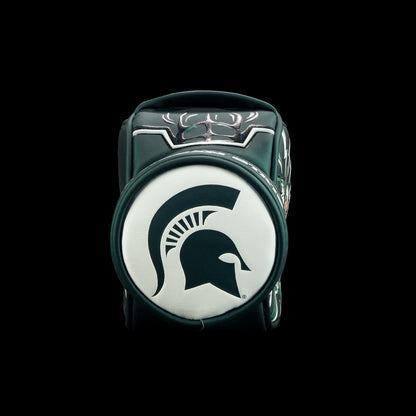Bottom view of SWAG Golf Michigan State Spartans Desk Caddy featuring the Spartan helmet logo with dark green and white graphics.