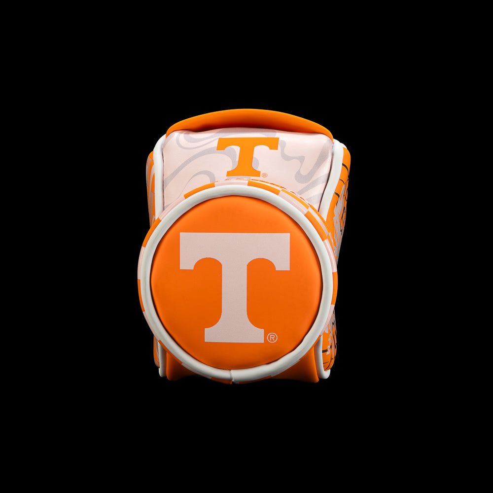 Bottom view of SWAG Golf Tennessee Volunteers Desk Caddy featuring the Power T logo with orange and white checkerboard detailing.