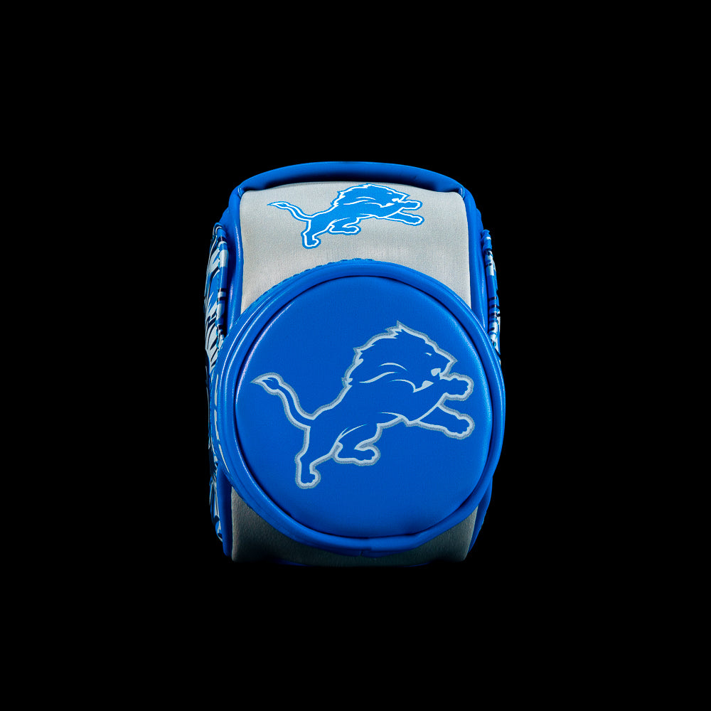 Bottom view of the SWAG Golf NFL Detroit Lions One Pride Desk Caddy showing its open organizer compartment and Lions logos.