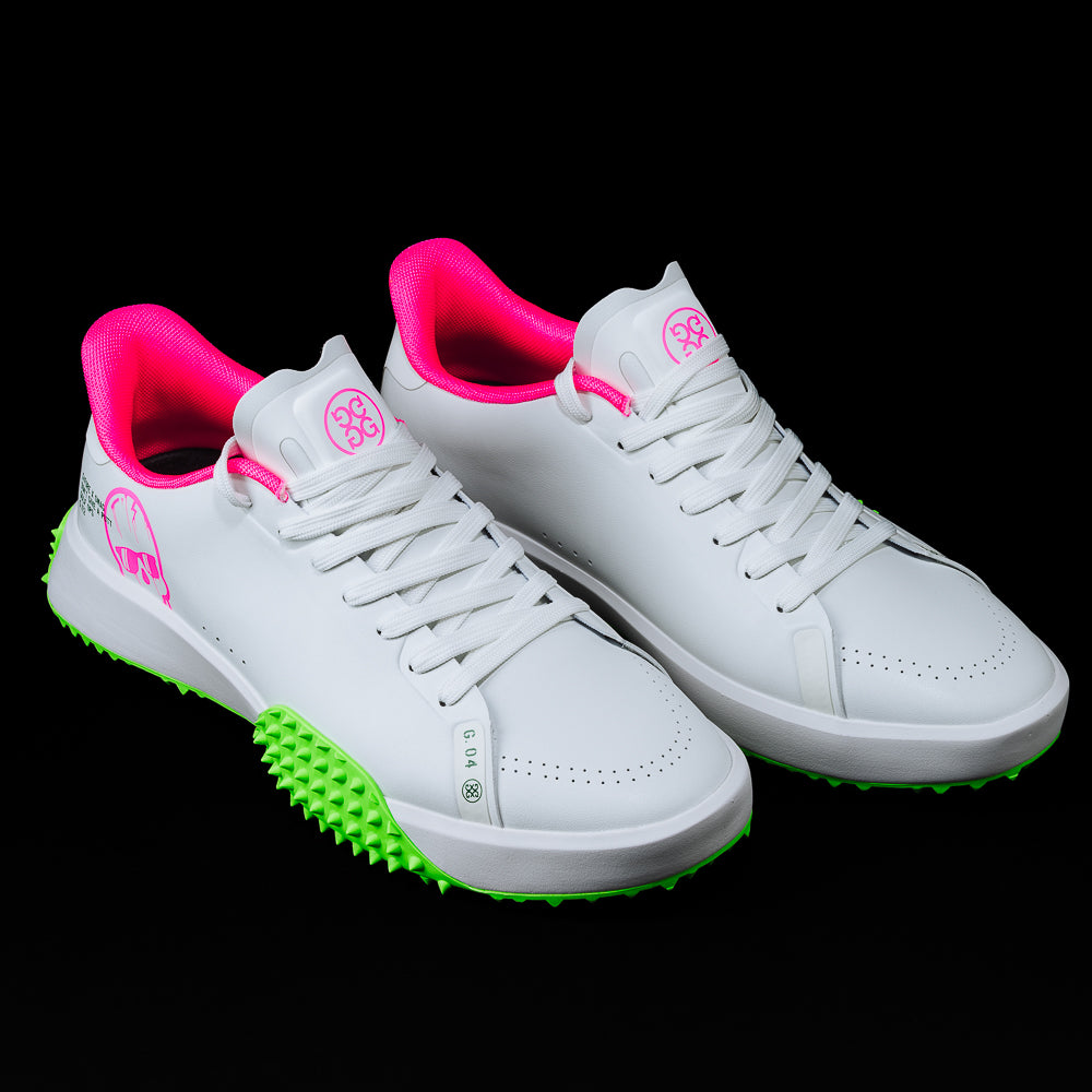 Swag x G/Fore G.112 Swagenta Skull men's white, pink, and green golf shoe.