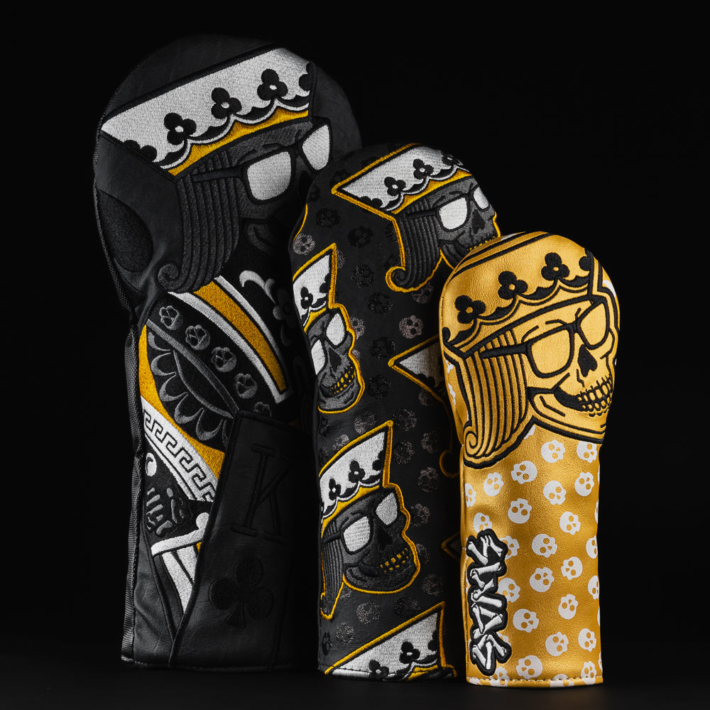 Skeleton King of Swag special black and golf wood golf cover set of driver, fairway, and hybrid.