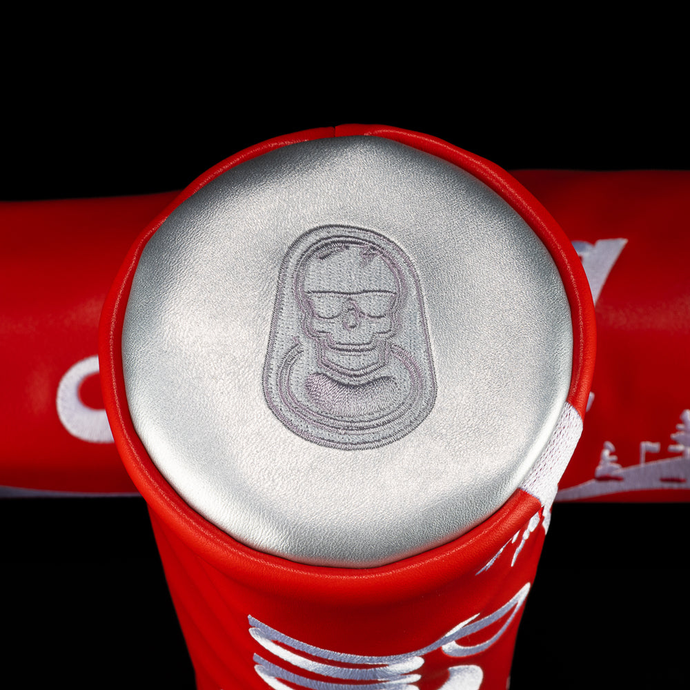 Red SWAG Cola barrel fairway cover with soda-inspired script logo and vintage drink design.
