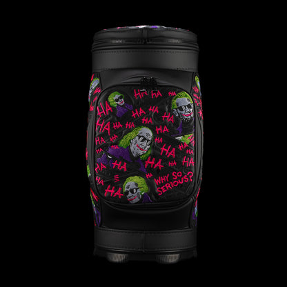 Front view of Defaced Dollar Bills Den Caddy Cooler featuring green-haired currency portraits and pink graffiti.