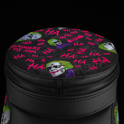 Close-up of Defaced Dollar Bills Den Caddy Cooler lid with colorful currency portraits and hot-pink graffiti on black.