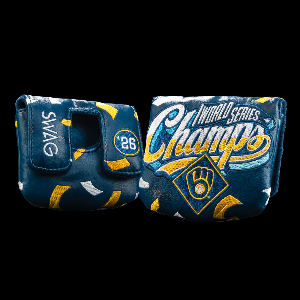 SWAG Golf x Milwaukee Brewers 2026 World Series Champs center shaft mallet golf headcover pre-order.