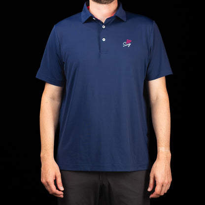 SWAG Golf Navy Aces Classic Polo men's performance golf shirt with embroidered Aces logo on chest
