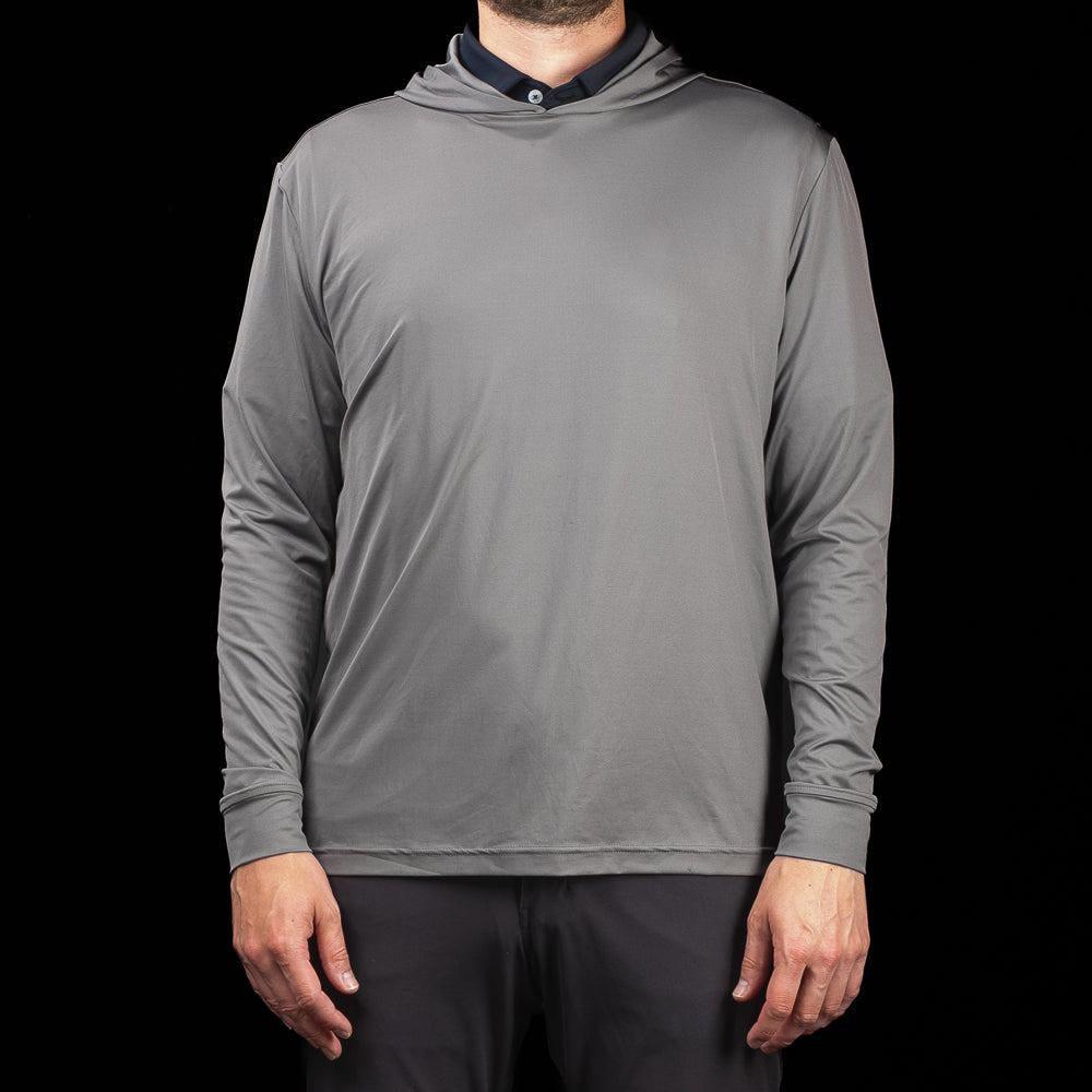 SWAG Golf Gray Player Hoodie men's performance golf hoodie with embroidered skull logo on chest