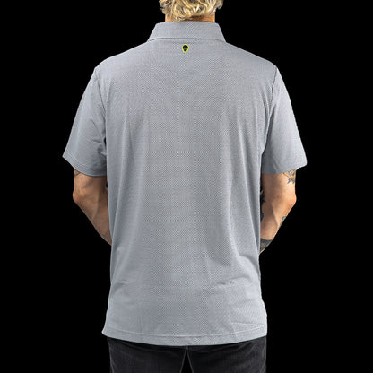 SWAG Golf grey Cool S repeating micro print men's classic short sleeve golf polo shirt.