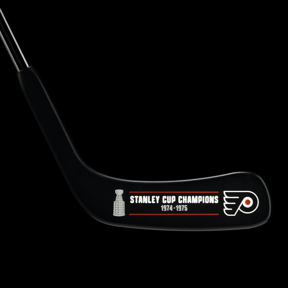 SWAG Golf X NHL Philadelphia Flyers Hockey Blade Putter head engraved Stanley Cup Champions 1974 1975 and Flyers logo.