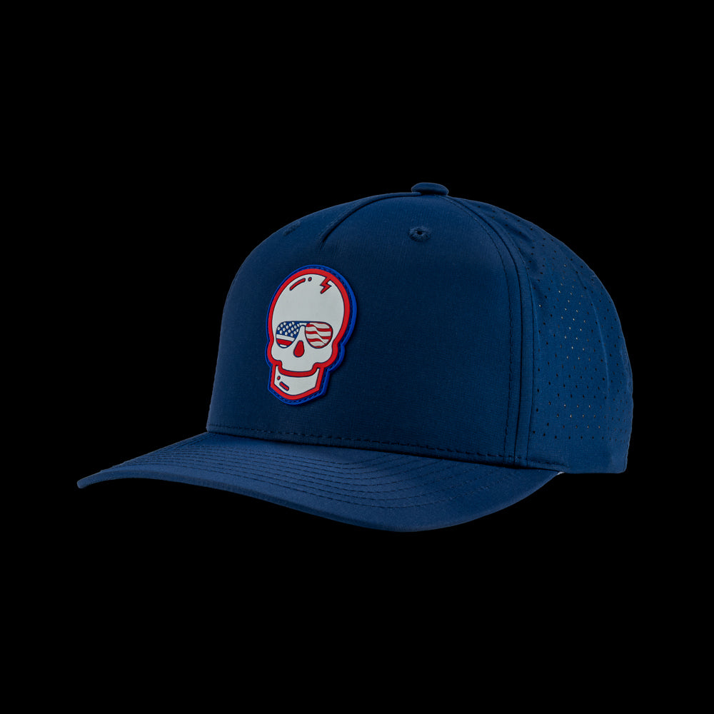 Patriotic Skull Navy Snapback Hat
