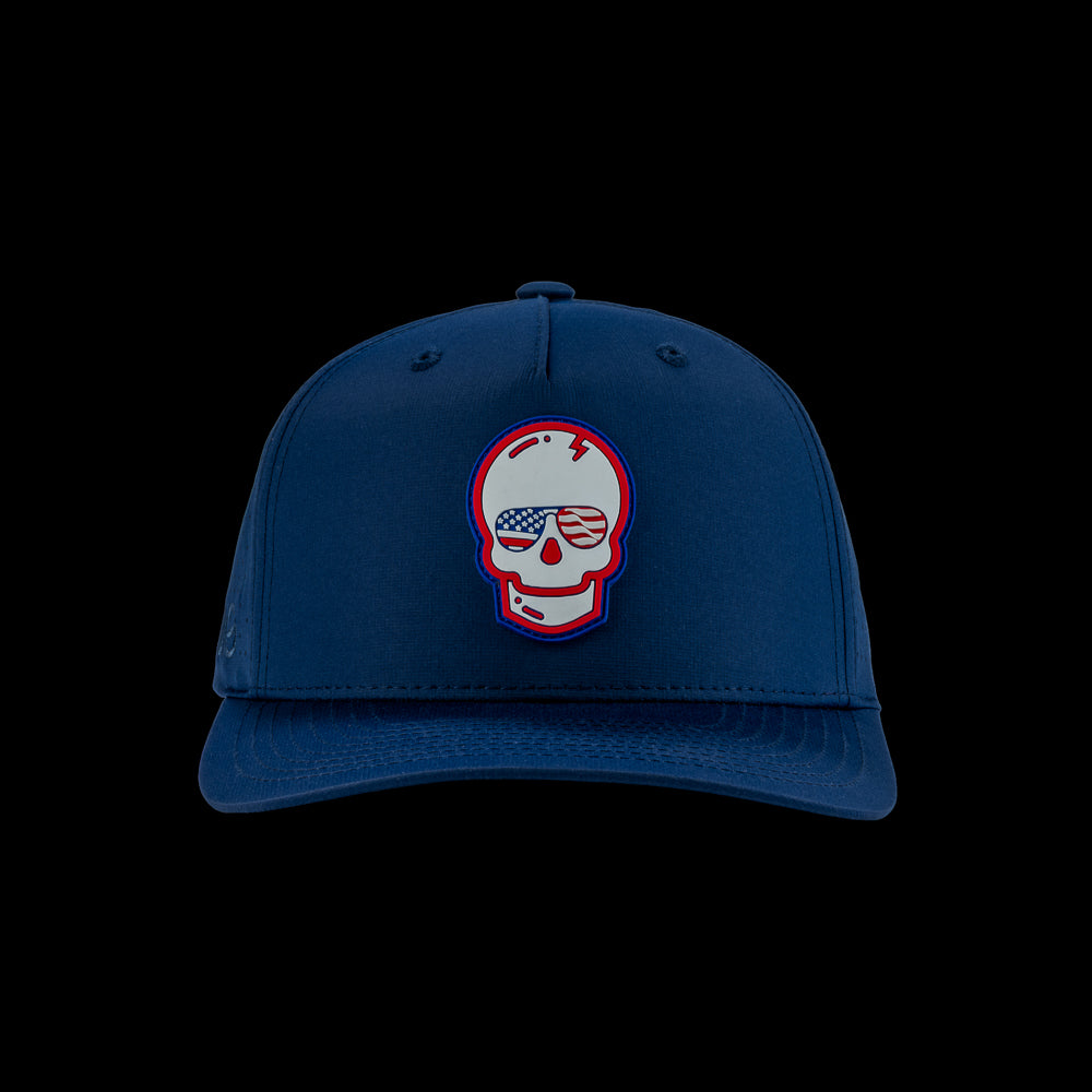 Patriotic Skull Navy Snapback Hat