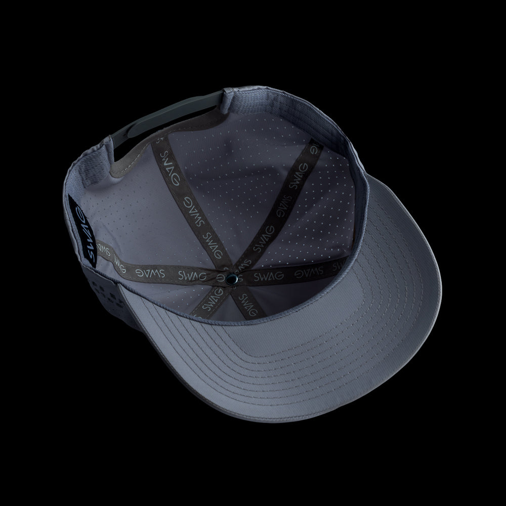 Gray performance golf hat with embroidered Coors Light and SWAG Golf logos.