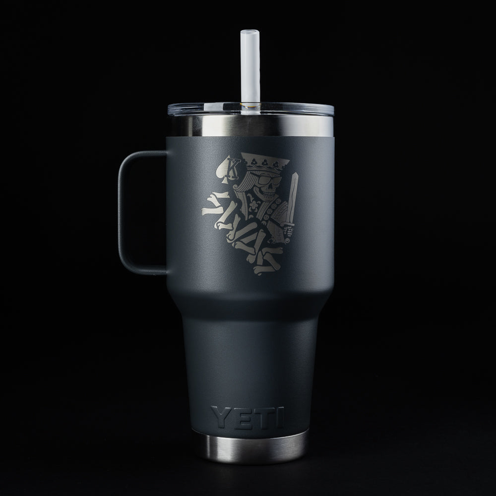 Swag x Yeti Skeleton King black 35oz rambler drinkware accessory.