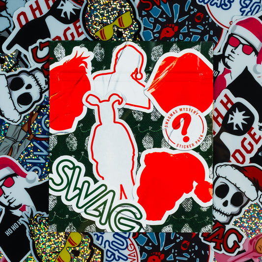 Swagmas 2023 mystery sticker pack that includes 6 vinyl stickers.