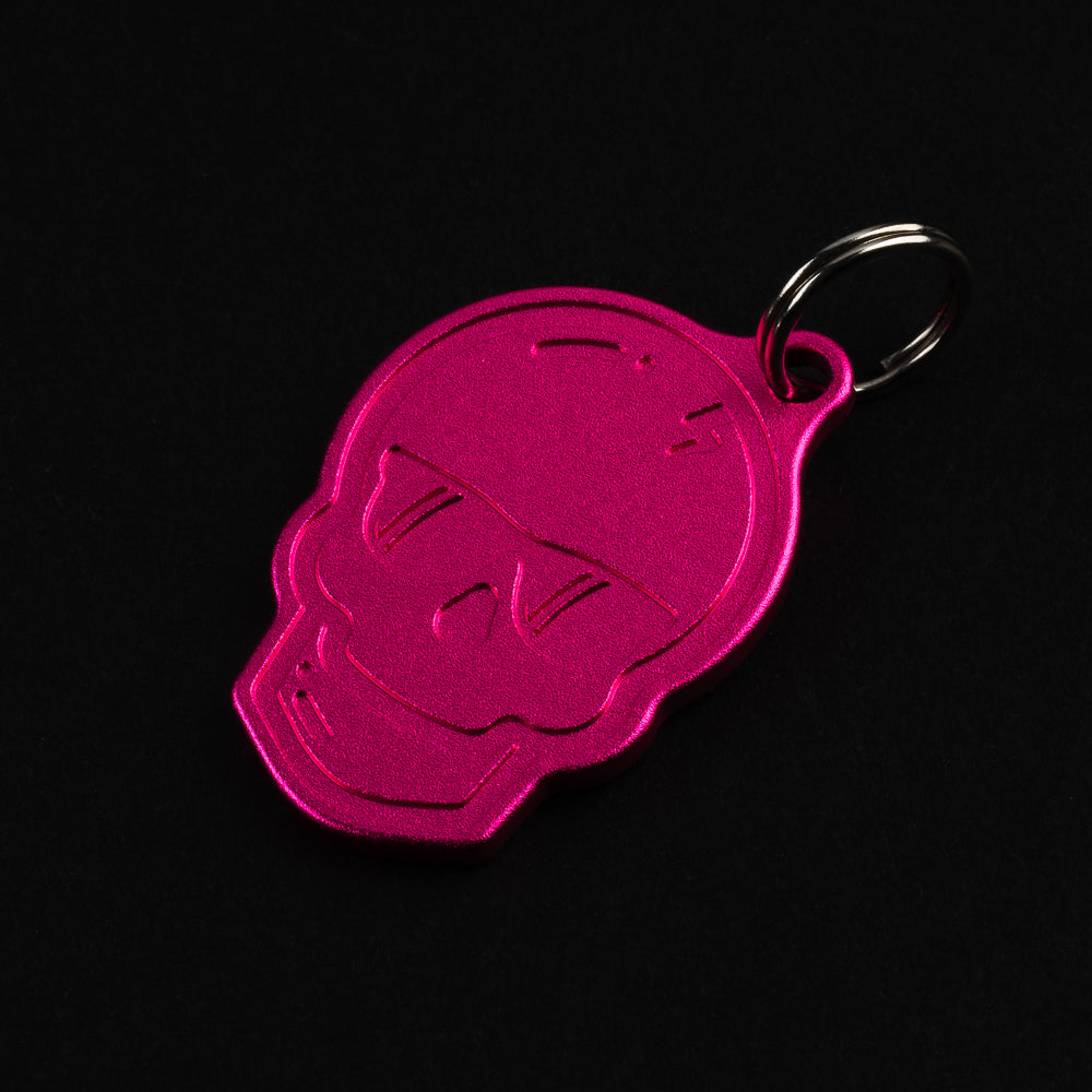 Swag skull pink aluminum customizable pet tag accessory.