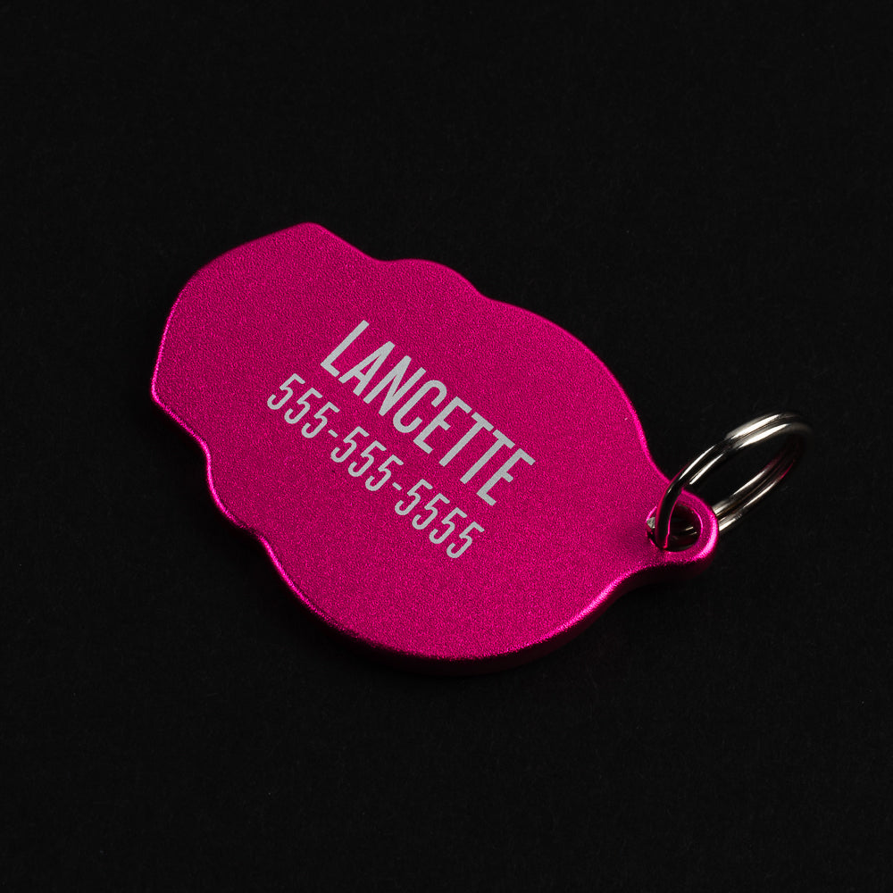 Swag skull pink aluminum customizable pet tag accessory.