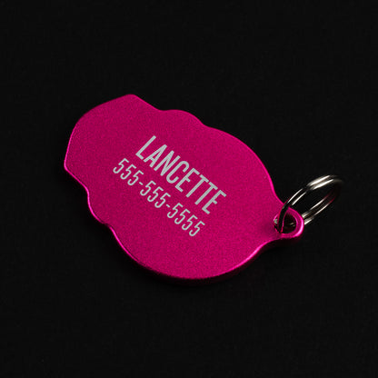 Swag skull pink aluminum customizable pet tag accessory.