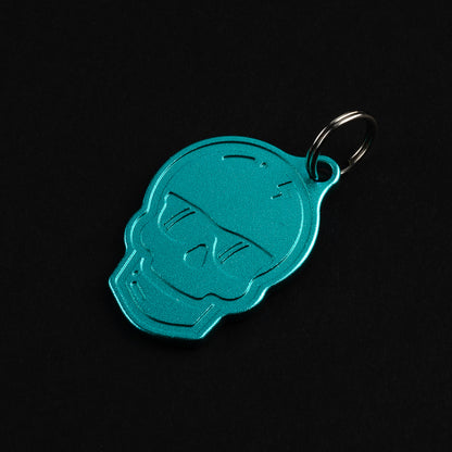 Swag skull teal aluminum customizable pet tag accessory.