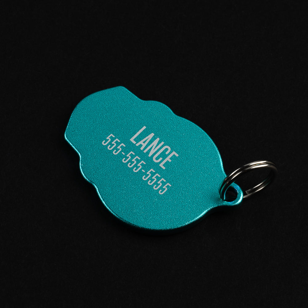 Swag skull teal aluminum customizable pet tag accessory.