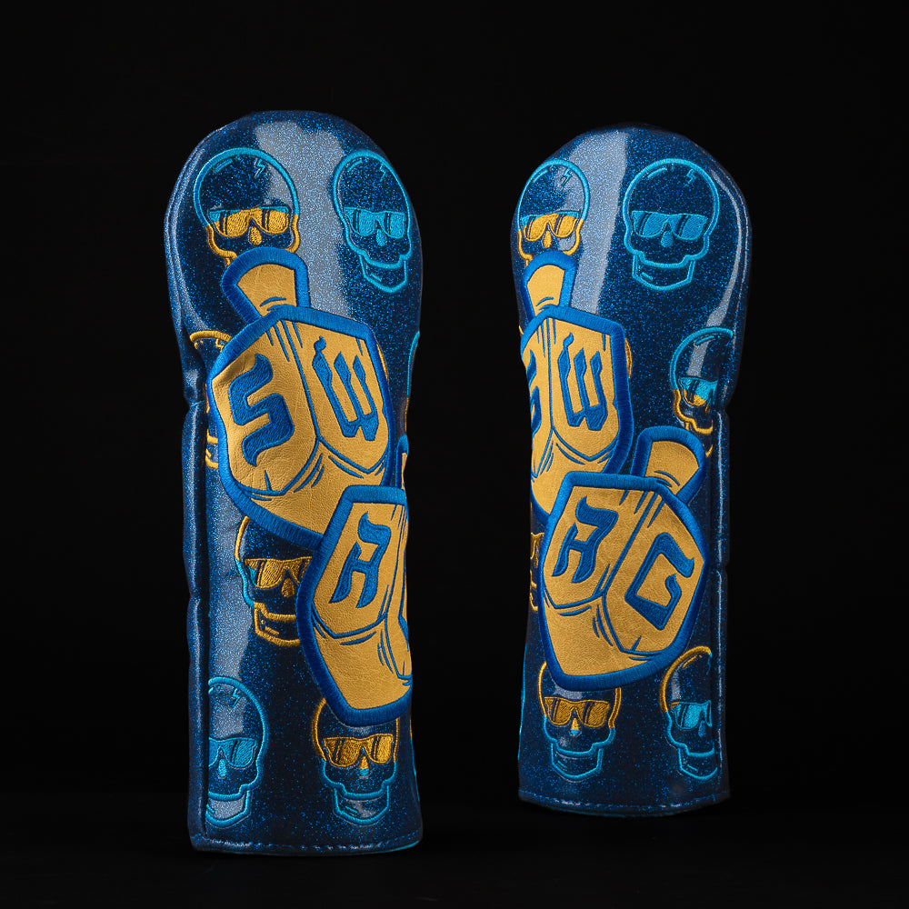 SWAG Golf blue dreidel themed fairway wood golf headcover made in the USA.