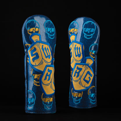 SWAG Golf blue dreidel themed fairway wood golf headcover made in the USA.