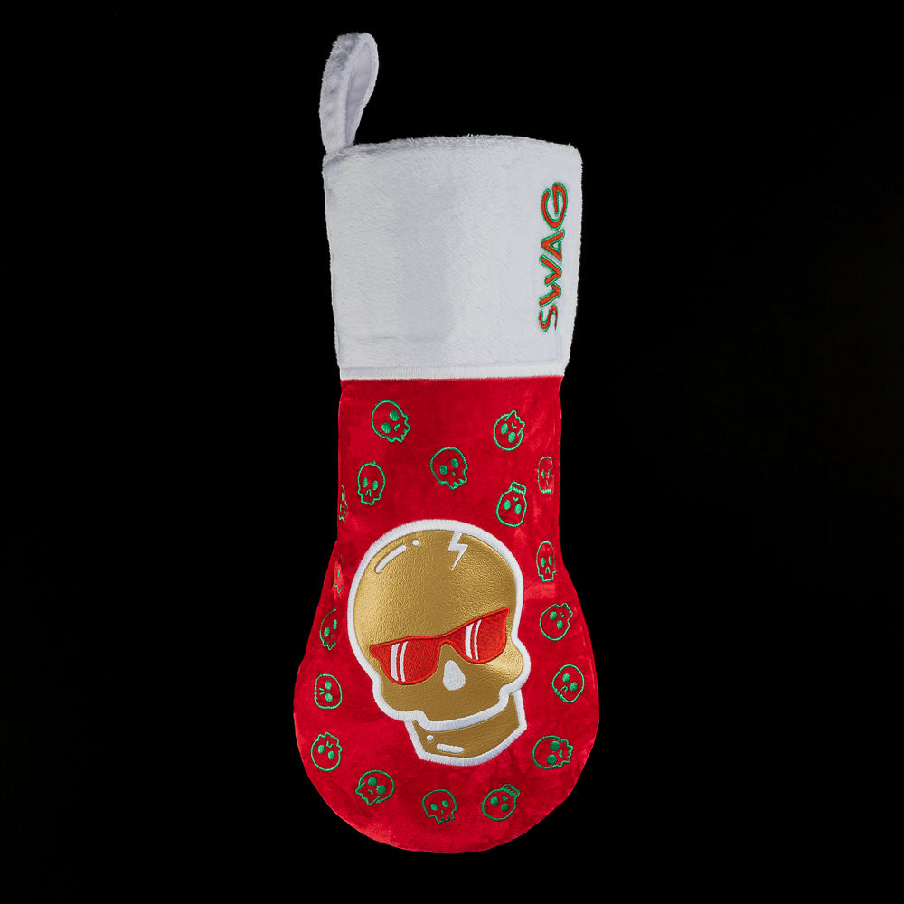 SWAG Golf Christmas stocking skull red and white driver golf headcover made in the USA. 