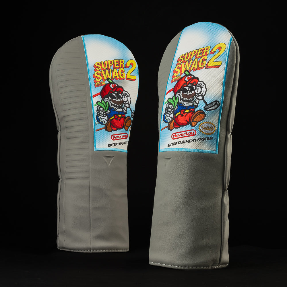 SWAG Golf Super SWAG Bros 2 video game themed gray cartridge driver golf headcover made in the USA.