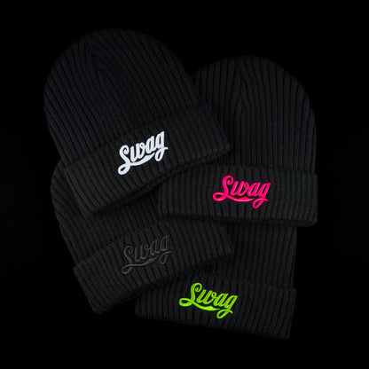 Neon Green SWAG Cola Script Beanie