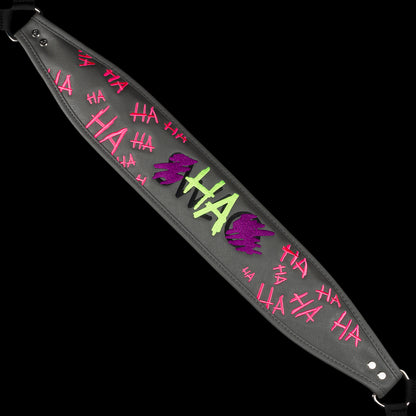 SWAG x Vessel VLS Lux grey golf stand bag with a Defaced Joker embroidered ball pocket panel.