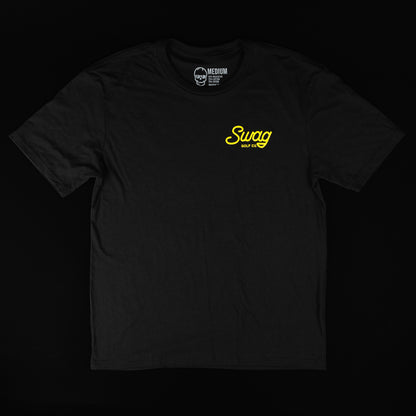 Swag men's black short sleeve golf graphic t-shirt.