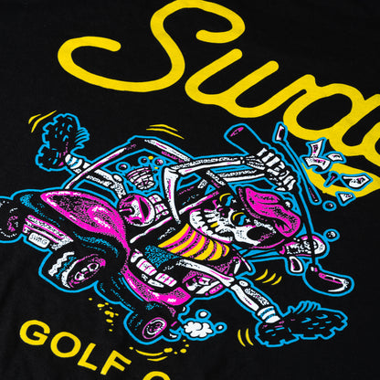 Swag men's black short sleeve golf graphic t-shirt.