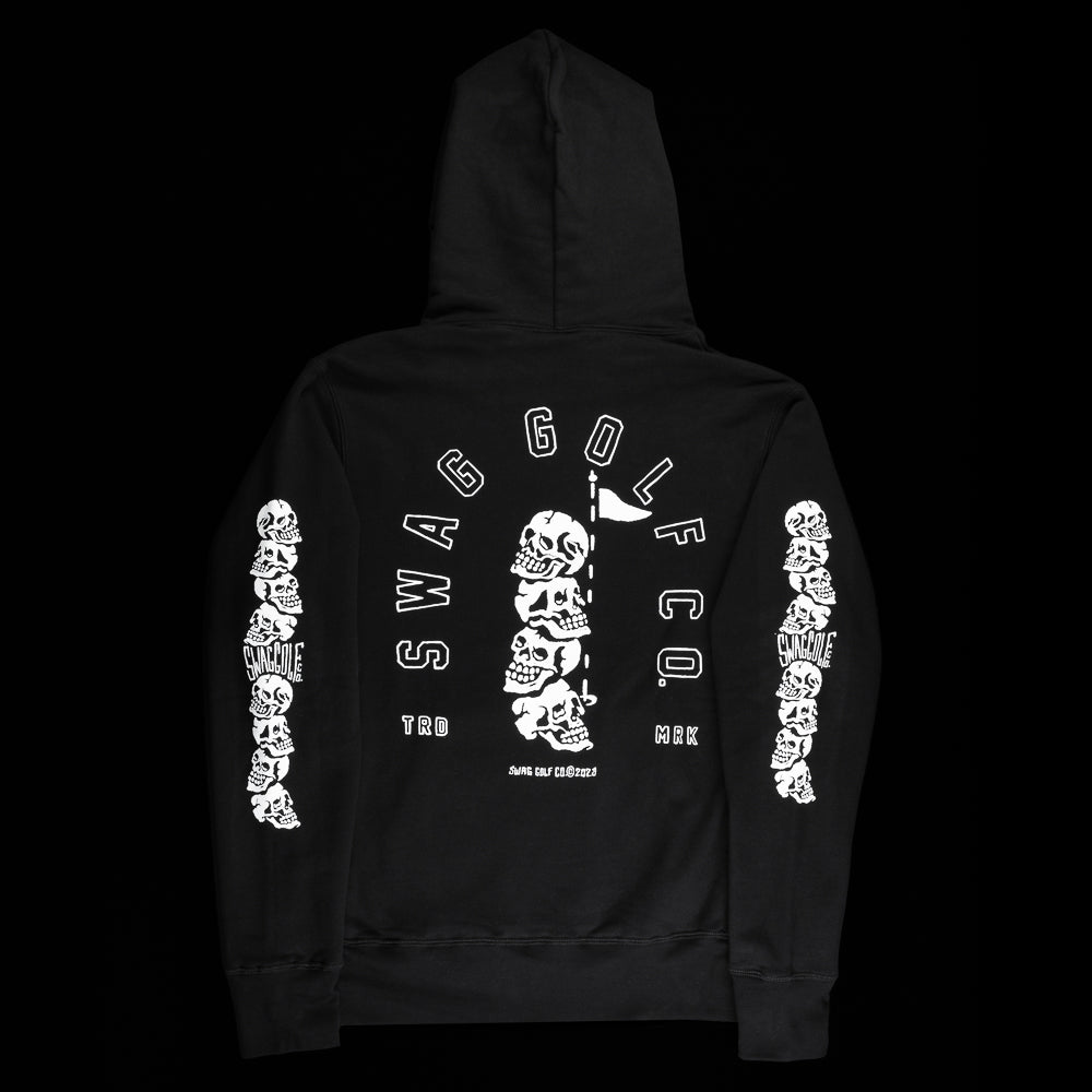 Swag chatter skulls men's long sleeve graphic print black golf hoodie. 