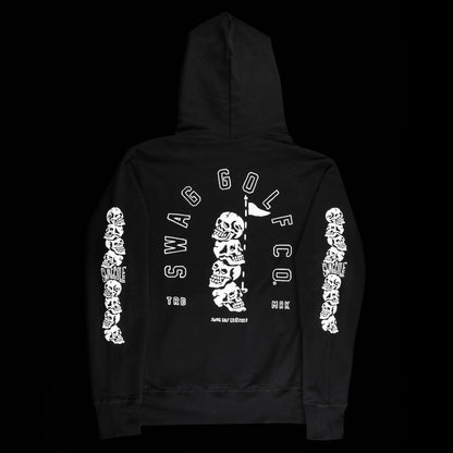 Swag chatter skulls men's long sleeve graphic print black golf hoodie. 