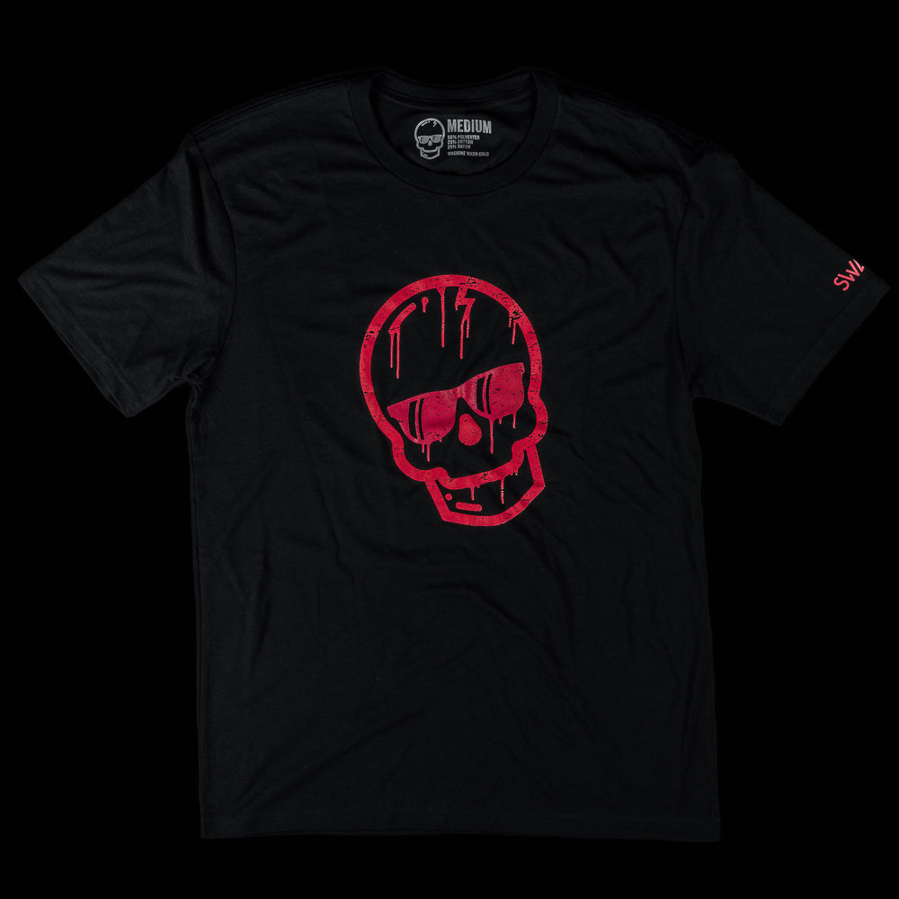 Swag dripping skull black and red men's short sleeve golf graphic t-shirt.
