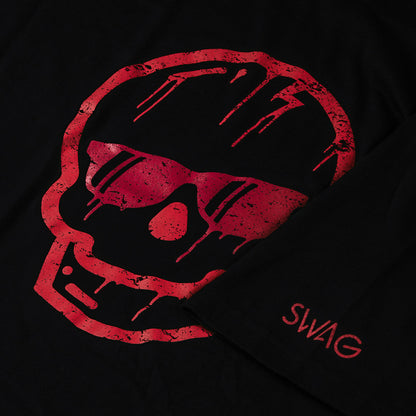 Swag dripping skull black and red men's short sleeve golf graphic t-shirt.