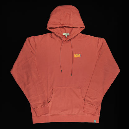 Swag x Peter Millar men's orange golf hoodie.